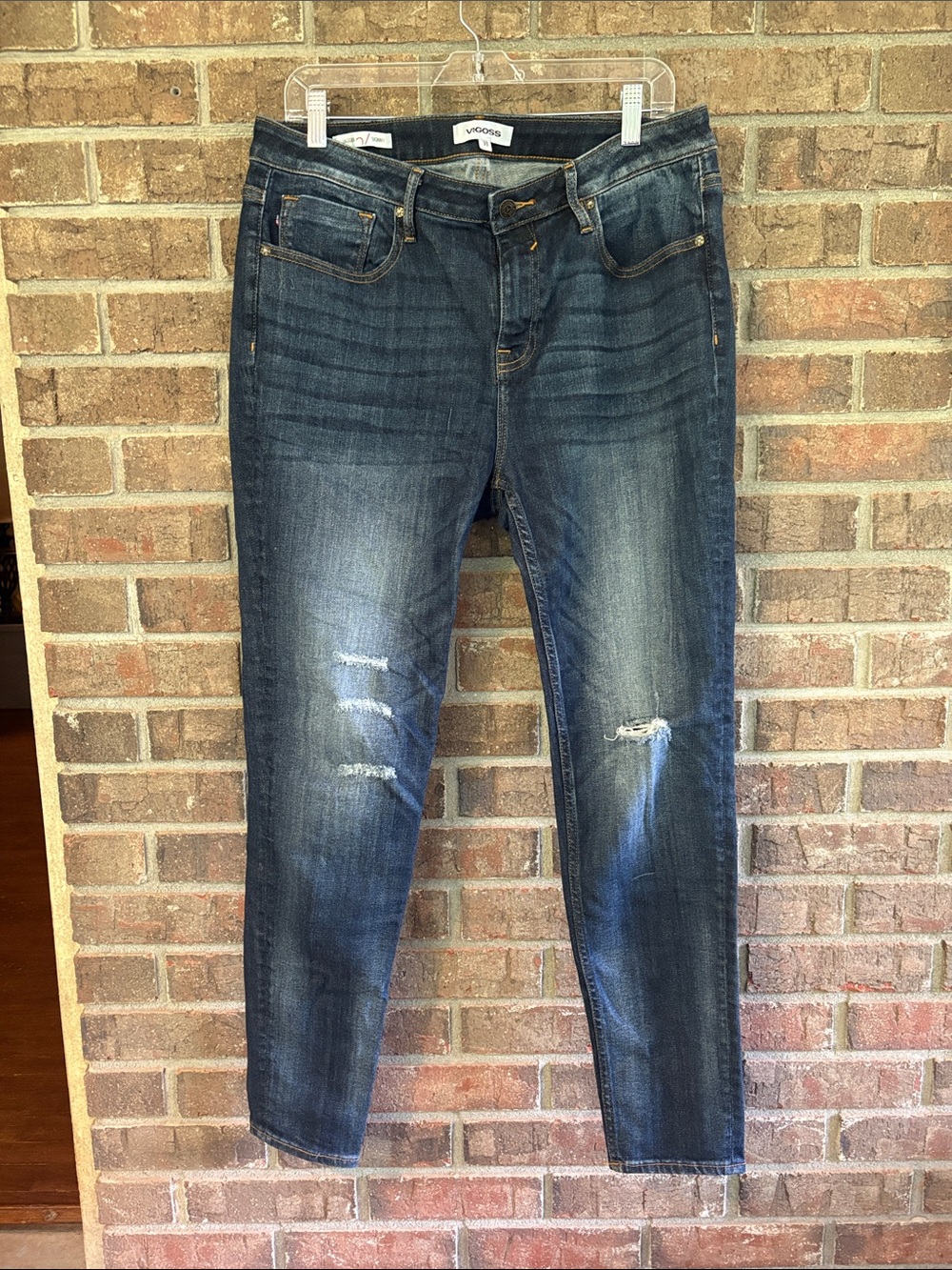 Vigoss Medium Wash Jagger Skinny Jeans with Knee Rips